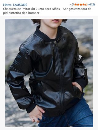 Cazadora niño piel sintética negra