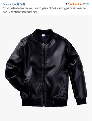 Cazadora niño piel sintética negra