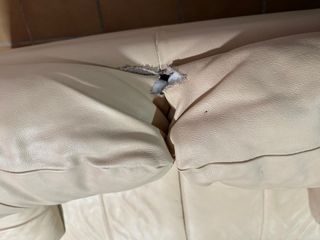 Sofá 2 y 3 plazas piel beige/Crema