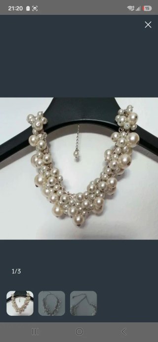 Collar Perlas Blanco y Plateado