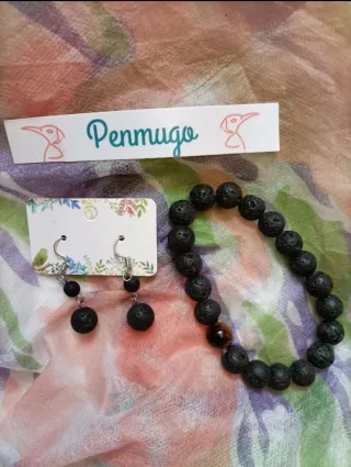 Conjunto de pendientes y pulsera volcán