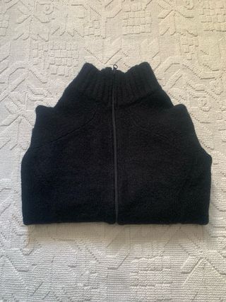 Cardigan nero con zip Super kid mohair Lana