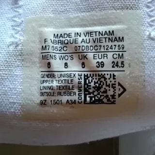 Converse All Star Bianche Tg 39 Unisex