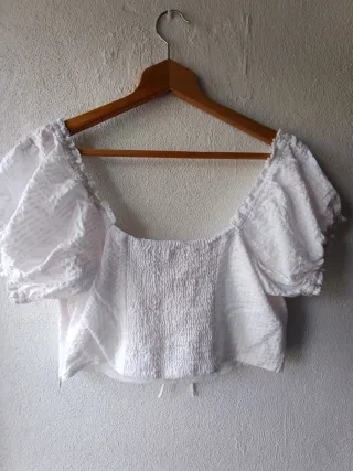 Blusa corta blanca Mango Talla L