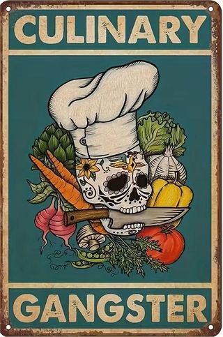 Placa calavera Culinary Gangster Cocina madera