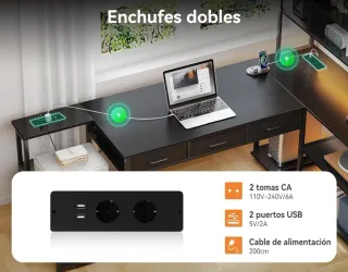 Escritorio L Coleshome Cajones y LED 200x110x154