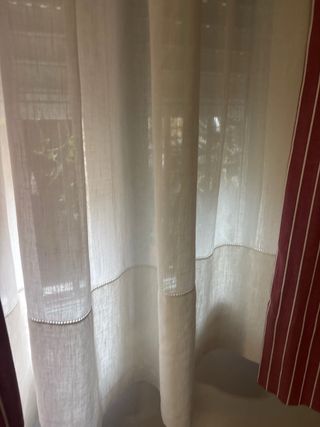 barra doble de forja, cortinas y visillo