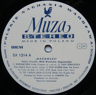 MAZOWSZE LP 12 33 RPM POLSKIE NAGRANIA