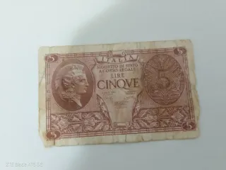 Banconota 5 Lire Italia