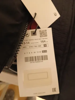 Abrigo plumífero niño talla 14-15 Nuevo