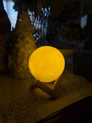 Lampada Luna con Base Legno