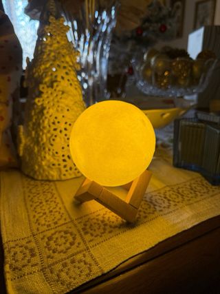 Lampada Luna con Base Legno