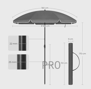 Sombrilla gris Songmics