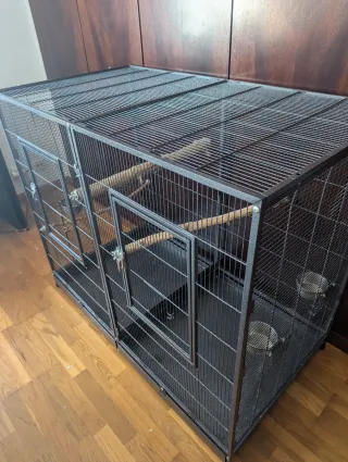 Jaula Doble para Loros con Reja Separadora