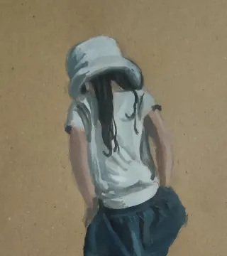 Pintura Niña en la playa por BizaroS