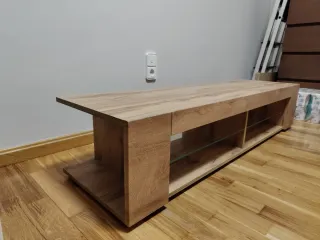 Mueble TV madera y cristal