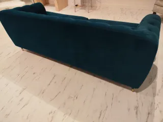 Sofá Chesterfield 3 plazas terciopelo azul