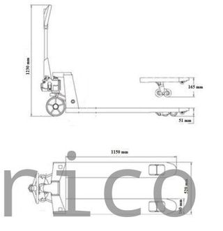 Transpaleta Hidráulica Extraplana 55 mm - 1500 Kg - 1150x520 mm