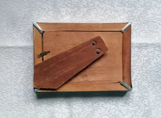 Cornice portafoto vintage alluminio e legno