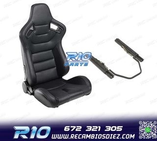 ASIENTO DEPORTIVO SEMI BAQUET ESTILO RS CUERO NEGRO Y CORRED