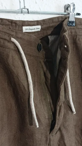 Pantalón Zara Lino Verde Oliva