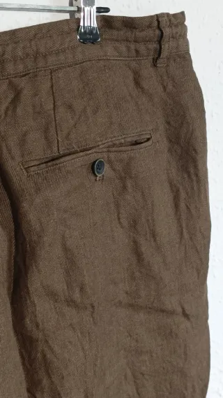 Pantalón Zara Lino Verde Oliva