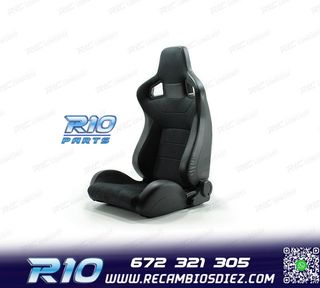 ASIENTO DEPORTIVO SEMI BAQUET ESTILO RS ALCANTARA CUERO NEGR