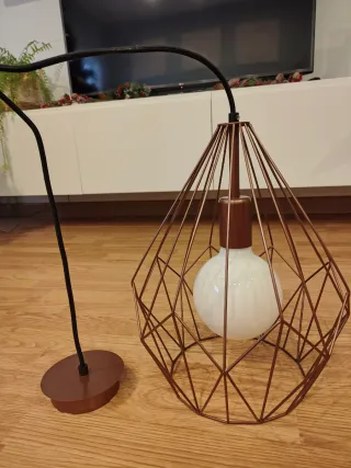 Lámpara techo colgante de acero cobre y bombilla