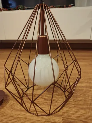 Lámpara techo colgante de acero cobre y bombilla