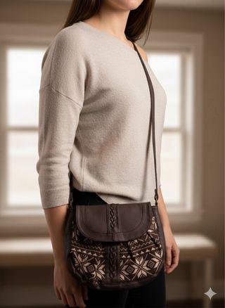 Bolso marrón con estampado