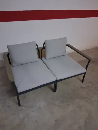 Conjunto 3 butacas jardín metal gris