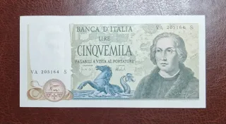 5000 Lire Colombo secondo tipo Originale d'epoca