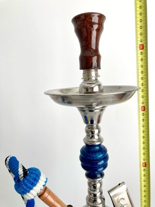 Adorno Oriental Cristal Azul y Metal Plateado