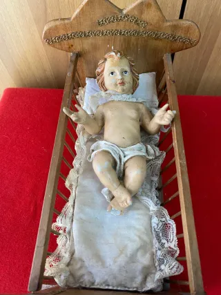 Culla Bambino Gesù Legno Decorazione