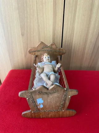 Culla Bambino Gesù Legno Decorazione