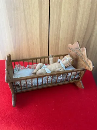 Culla Bambino Gesù Legno Decorazione