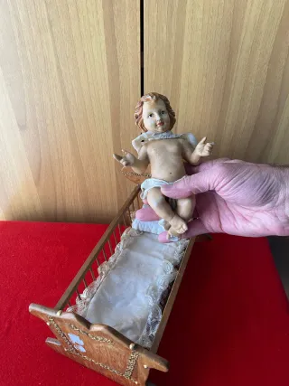 Culla Bambino Gesù Legno Decorazione
