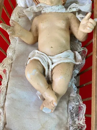 Culla Bambino Gesù Legno Decorazione