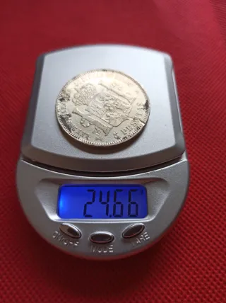 Moneda 5 Pesetas Plata 1876 Alfonso XII Rey