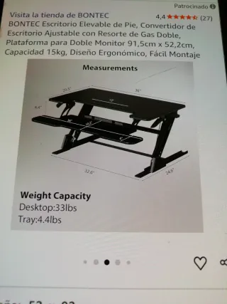 Escritorio Elevable Negro