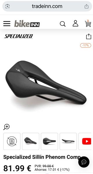 Sillín Specialized Phenom Comp Negro