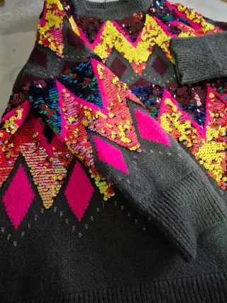 Jersey Zara Lentejuelas Multicolor