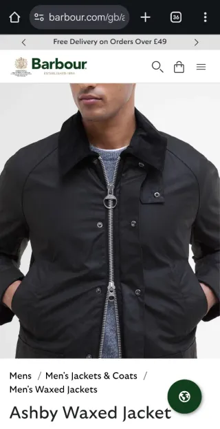 Chaqueta Barbour Ashby Negra Talla S