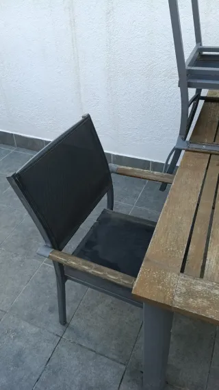 Mesa y 4 Sillas Jardín Metal/Madera