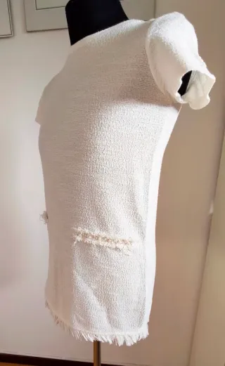 Abito corto bianco in tessuto operato ZARA Trafalu