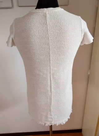 Abito corto bianco in tessuto operato ZARA Trafalu