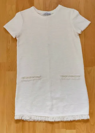 Abito corto bianco in tessuto operato ZARA Trafalu