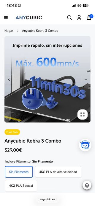 Impresora 3D Anycubic Kobra 3 Combo
