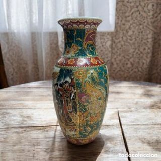 Jarrón porcelana china antiguo decorado