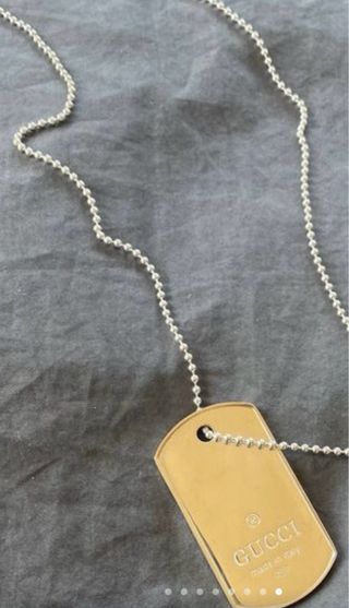 Collar Gucci Plata 925 Placa Militar